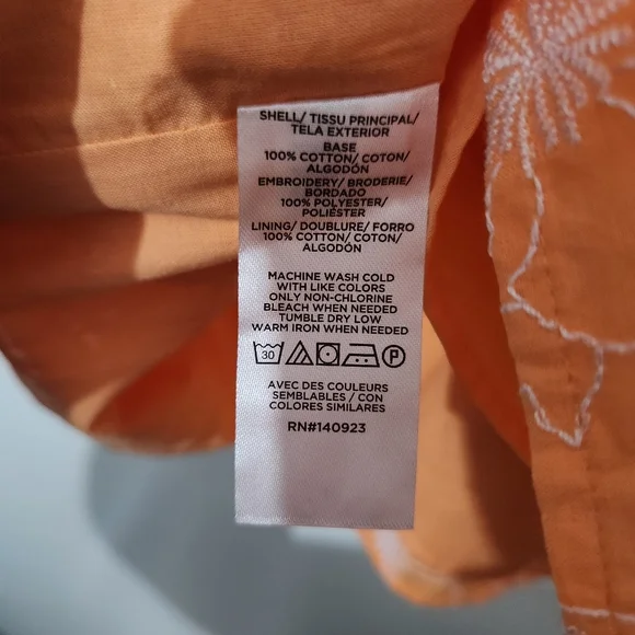 Loft Garden Embroidered Open Back Puff Sleeve Blouse Lg Nwt Tangerine Summer Top - Picture 6 of 10